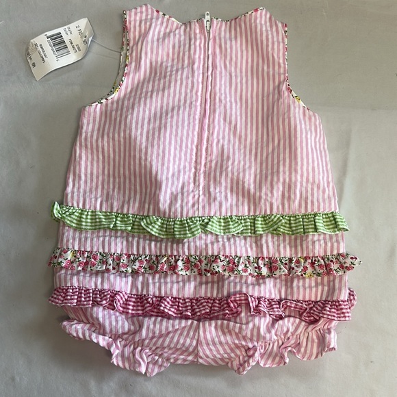 Florence Eiseman - NWT - Seersucker Pink Striped Baby Romper - Picture 4 of 4